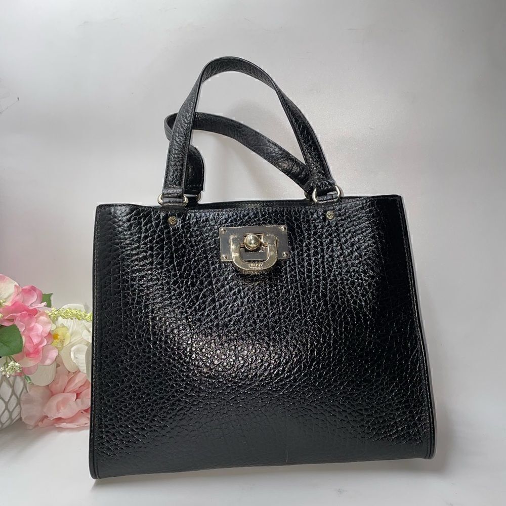 DKNY Embossed Leather Tote Black Large